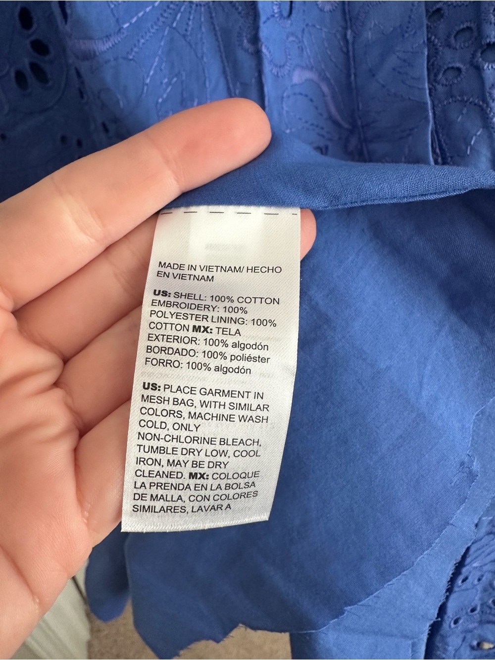 Women’s Chico’s 3.5 size 18 blue eyelet tiered button midi dress - Picture 7 of 8
